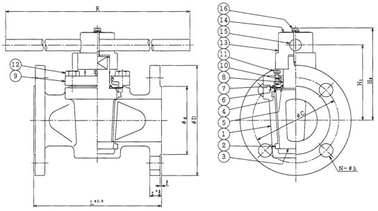 設計図 シートスリーブテフロンプラグバルブ P-68