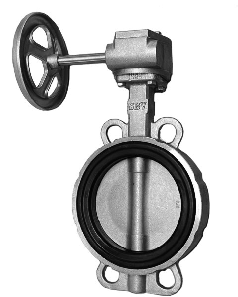 バタフライバルブゴムシートタイプステンレス B-61 ギアハンドル式